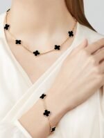 Four-leaf clover bracelet 18K Gold Black onyx