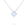Platinum necklace inlaid with white chalcedony.