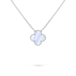 Platinum necklace inlaid with white chalcedony.