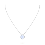 Platinum necklace inlaid with white chalcedony.
