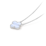 Platinum necklace inlaid with white chalcedony.