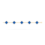 18K solid gold malachite 5 motif clover bracelet