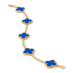 18K solid gold malachite 5 motif clover bracelet