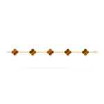 18K solid gold malachite 5 motif clover bracelet