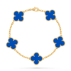 18K solid gold malachite 5 motif clover bracelet
