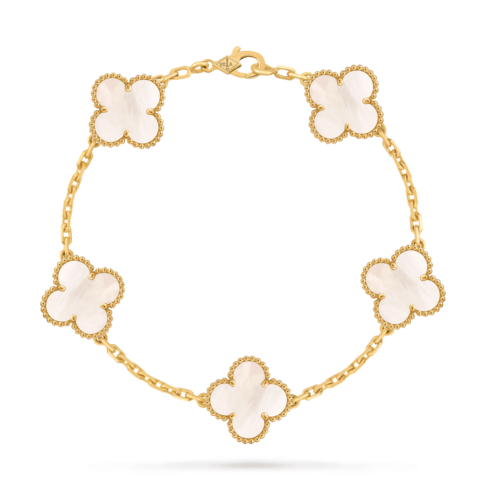 18K solid gold malachite 5 motif clover bracelet 18K solid gold malachite 5 motif clover bracelet