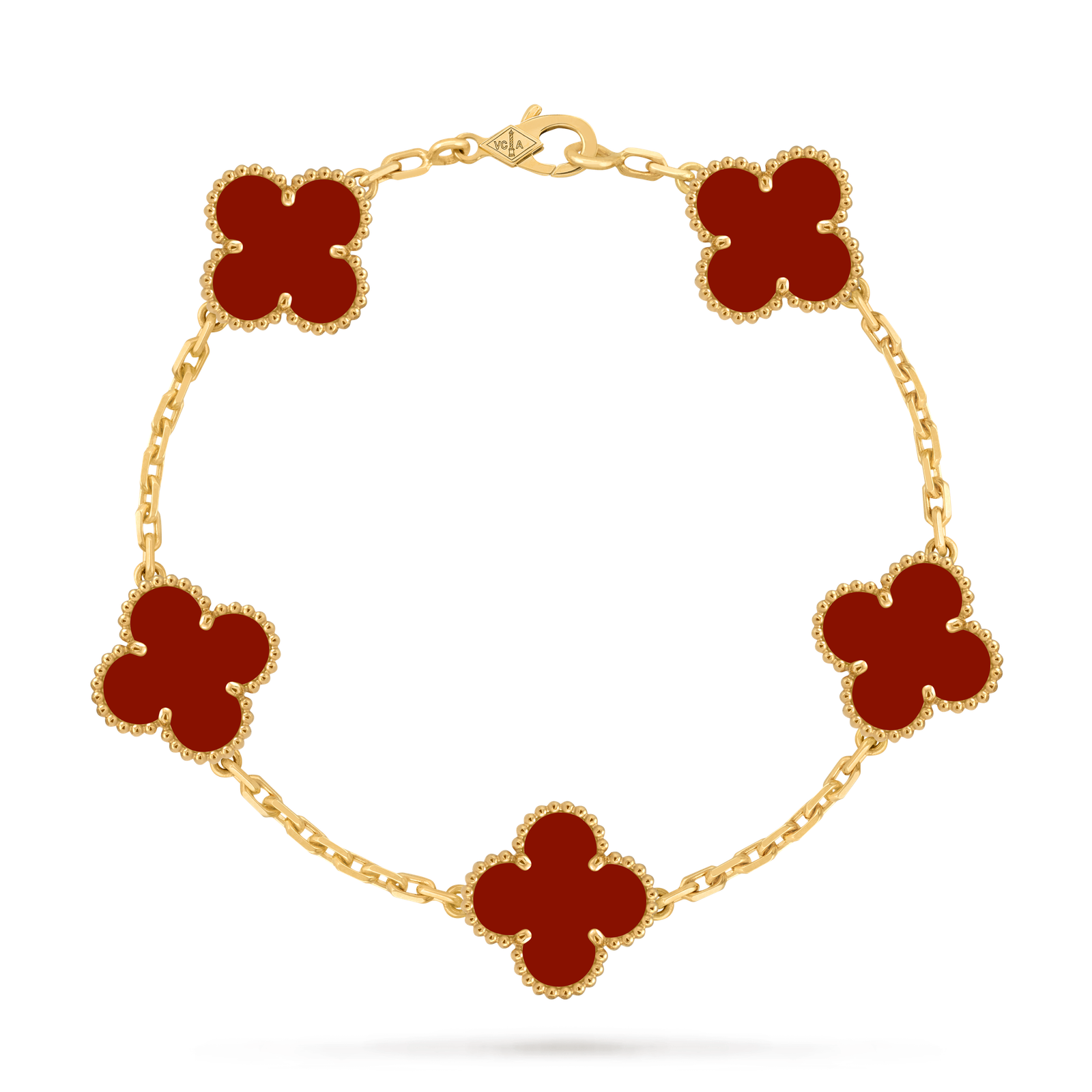 18K solid gold malachite 5 motif clover bracelet 18K solid gold malachite 5 motif clover bracelet