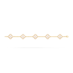 18K solid gold malachite 5 motif clover bracelet