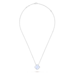 Platinum necklace inlaid with white chalcedony.