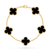 Four-leaf clover bracelet 18K Gold Black onyx