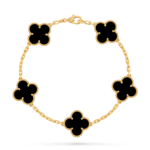 Four-leaf clover bracelet 18K Gold Black onyx