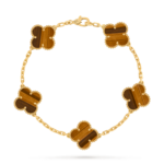 18K solid gold malachite 5 motif clover bracelet