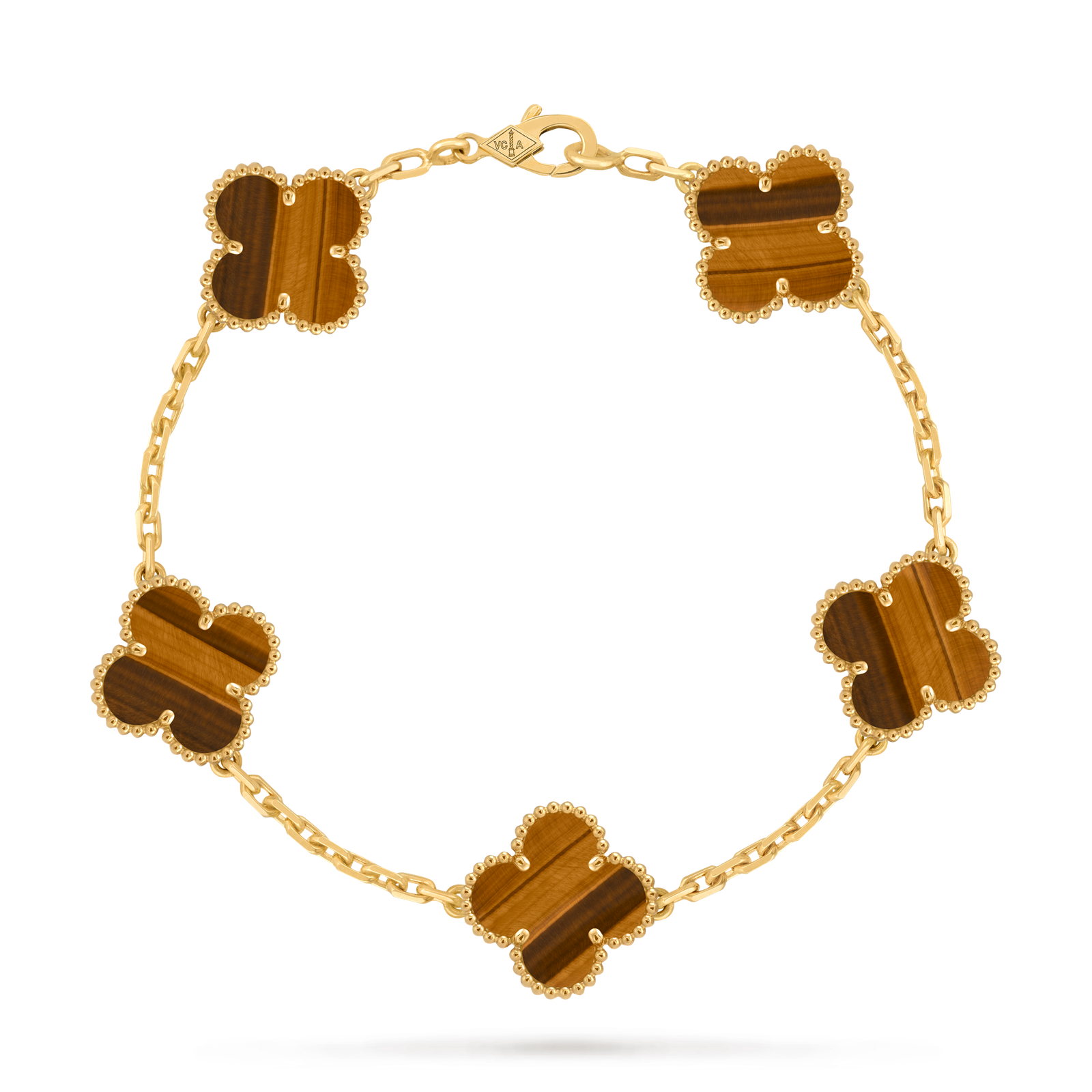 18K solid gold malachite 5 motif clover bracelet 18K solid gold malachite 5 motif clover bracelet