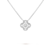 Platinum and diamond four-leaf clover necklace – single four-leaf clover pendant