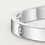 18K White Gold 4-Diamond Screw Motif Bangle Bracelet