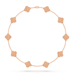 18K Rose Gold Vintage 10 Motifs Clover Necklace