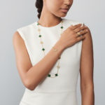 18K Gold Malachite & Diamond Clover Bracelet – 5 Motifs (Mixed Motifs)