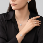 18K White Gold Diamond Clover Bracelet – 5 Motifs