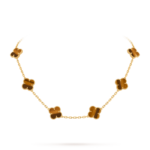18K Gold Yellow Tiger’s Eye 10 Motifs Clover Necklace