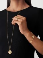 18K Gold Iridescent & Diamond Clover Bracelet – 5 Motifs (Mixed Motifs)