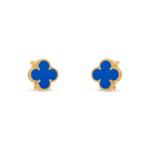 18K Gold Blue Agate Clover Stud Earrings – Beaded Edge