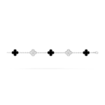 18K White Gold Black Onyx & Diamond Clover Bracelet – 5 Motifs (Mixed Motifs)
