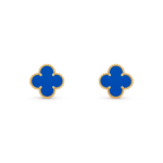 18K Gold Blue Agate Clover Stud Earrings – Beaded Edge