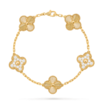18K Gold Iridescent & Diamond Clover Bracelet – 5 Motifs (Mixed Motifs)