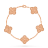18K solid rose gold vintage 5 motif clover bracelet