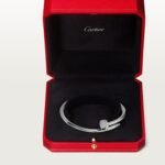 18k white gold diamond nail bangle bracelet