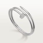 18k white gold double wrap diamond nail bangle bracelet