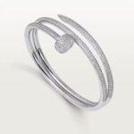 18k white gold double wrap diamond nail bangle bracelet
