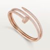 18k rose gold double wrap diamond nail bangle bracelet