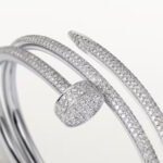 18k white gold double wrap diamond nail bangle bracelet