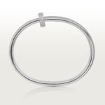 18k white gold double wrap diamond nail bangle bracelet