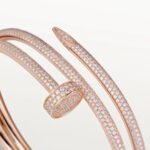 18k rose gold double wrap diamond nail bangle bracelet