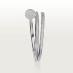 18k white gold double wrap diamond nail bangle bracelet
