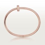 18k rose gold double wrap diamond nail bangle bracelet