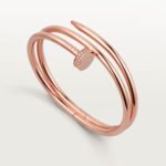 18k rose gold double wrap diamond nail bangle bracelet