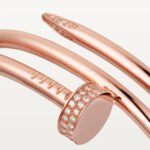 18k rose gold double wrap diamond nail bangle bracelet