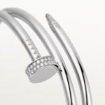 18k white gold double wrap diamond nail bangle bracelet