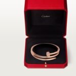 18k rose gold double wrap diamond nail bangle bracelet