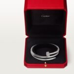 18k white gold double wrap diamond nail bangle bracelet