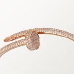 18k rose gold full pave diamond nail bangle bracelet