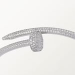 18k white gold full pave diamond nail bangle bracelet