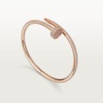 18k rose gold full pave diamond nail bangle bracelet