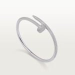 18k white gold full pave diamond nail bangle bracelet
