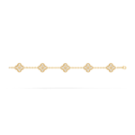 18K Gold Diamond Clover Bracelet – 5 Motifs (Pavé)