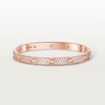 18k rose gold diamond pave screw motif bangle bracelet