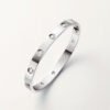 18k white gold 10 diamond screw motif bangle bracelet